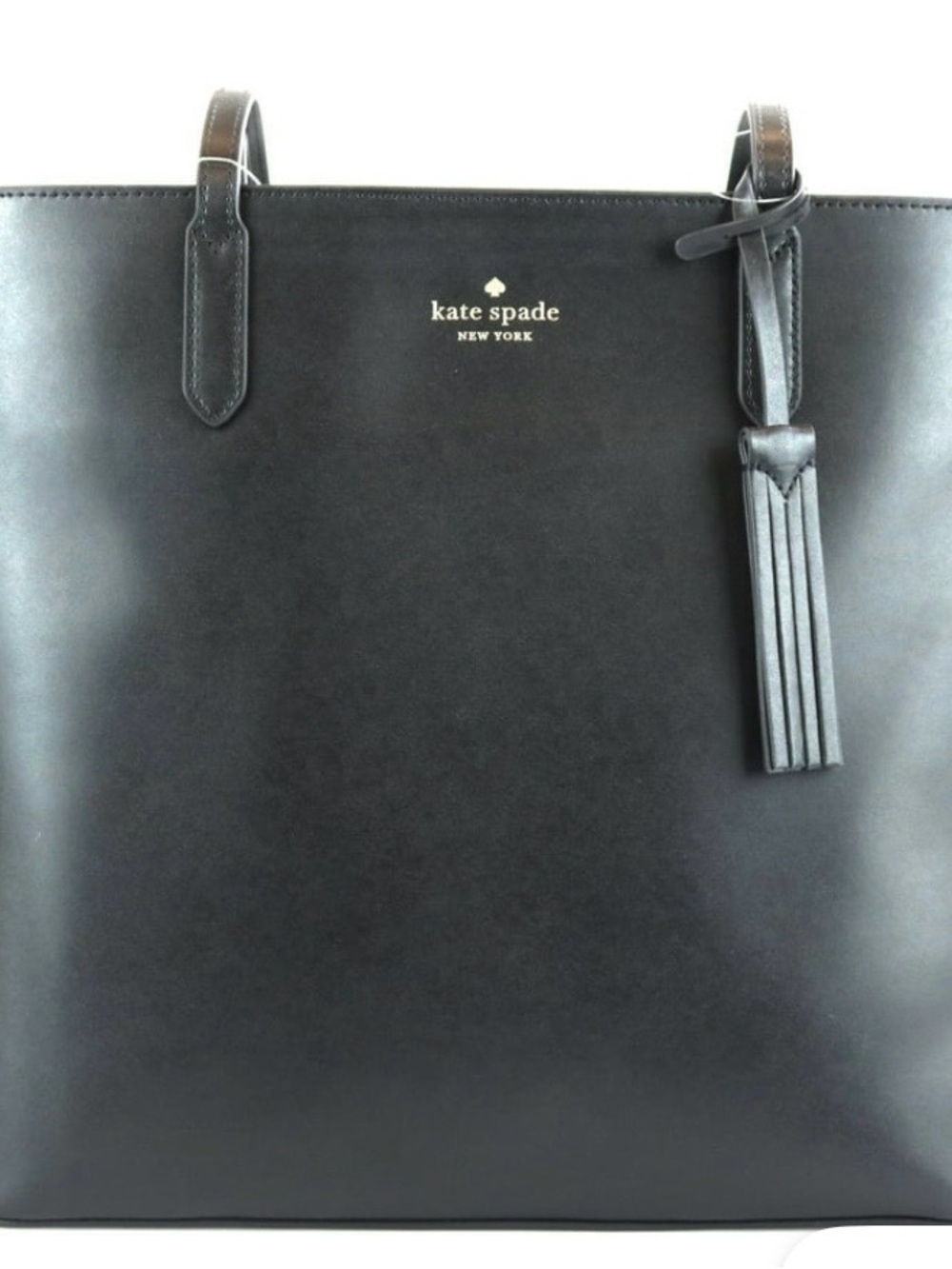 Kate Spade Jana Black Leather Tote with Tassel Charm